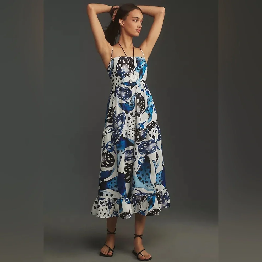 Farm Rio Mantas Sleeveless Square-Neck Midi Dress - Picture 5 of 6